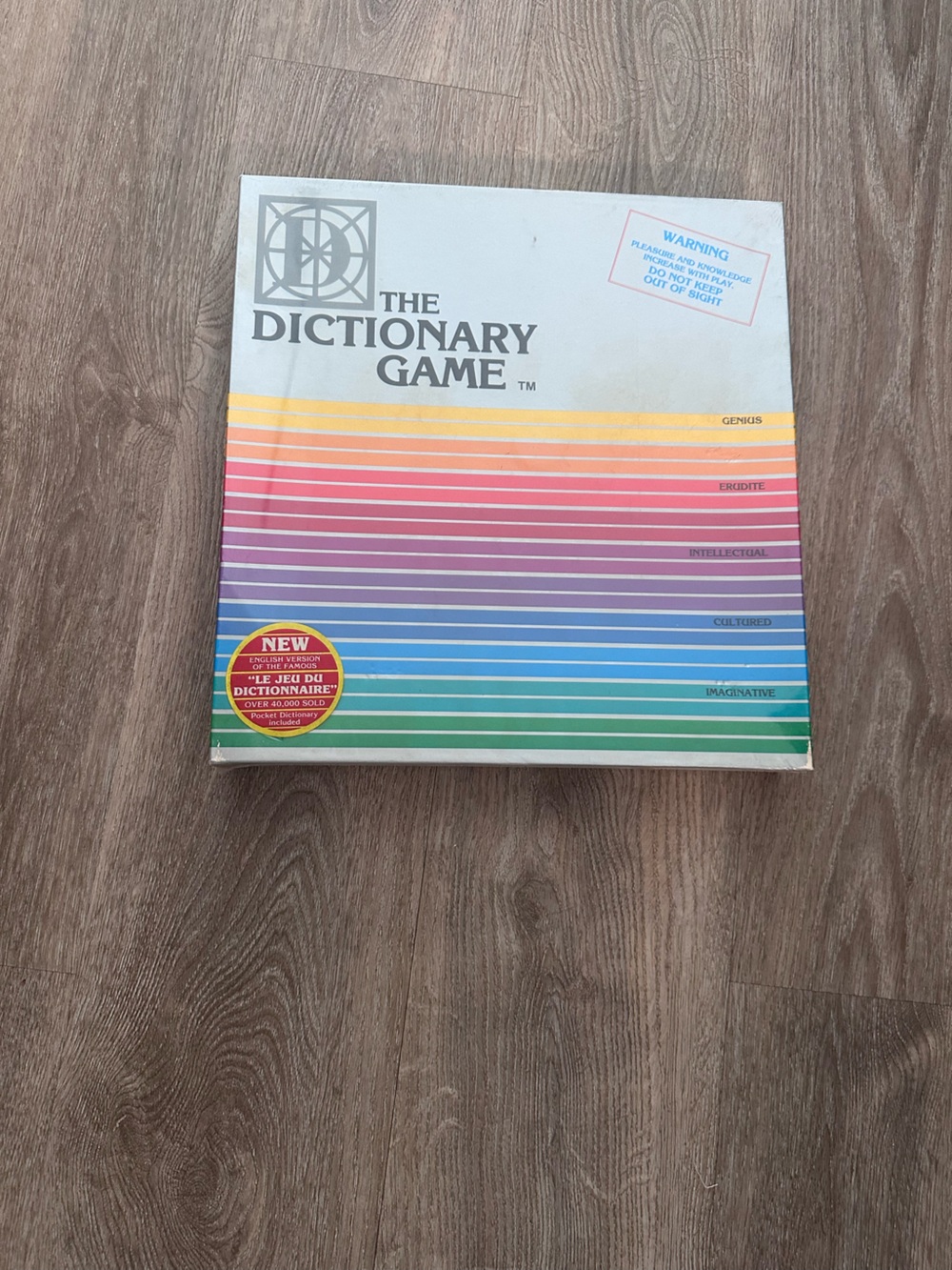 Vintage The Dictionary Game Family Board Game - White with Rainbow Stripes